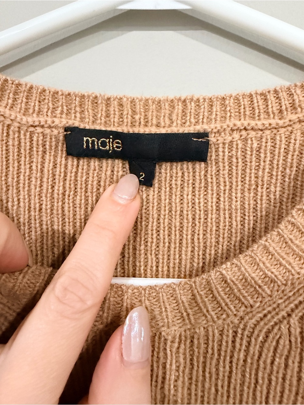 Maje Ribbed Sweater with Puffed Shoulders - Picture 3 of 8
